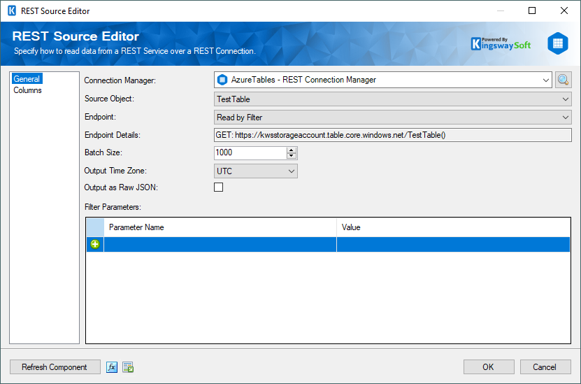 SSIS Azure Tables REST Source